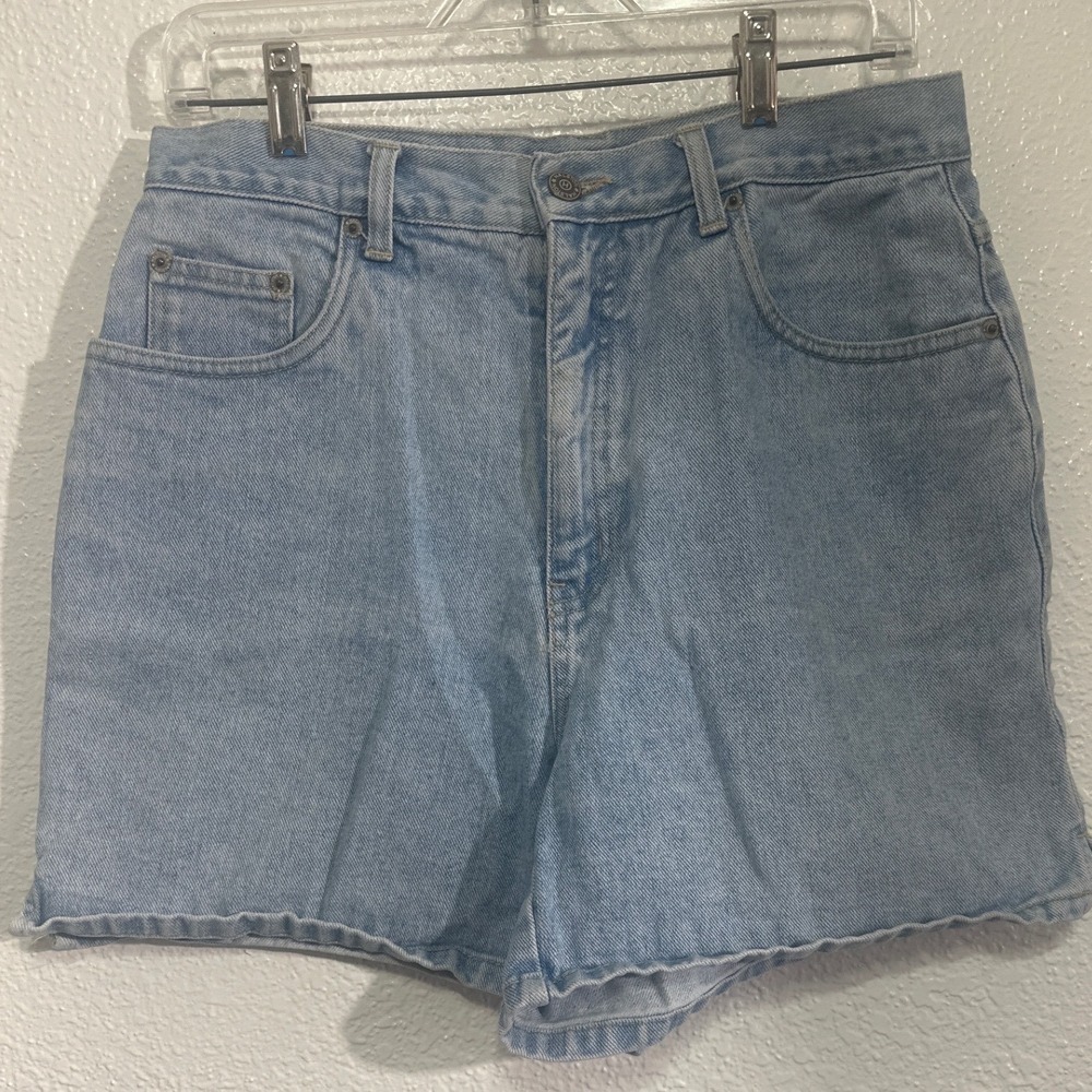 VTG Halston Jeanswear Womens High Waisted Denim Shorts Light Wash Blue Size 10
